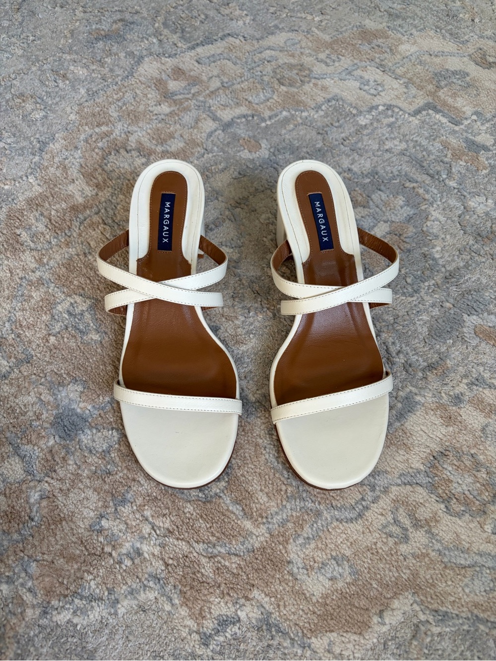 Margaux The Perry Heeled Sandals, Leather Cross-Strap Slide Mules
